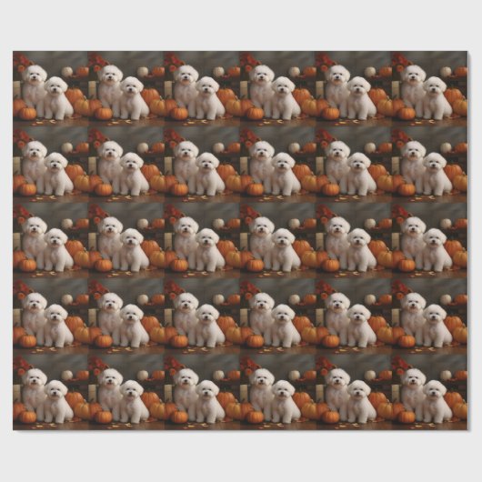 Bichon Frise Welppy Autumn Delight Pumpkin Geschenkpapier (Flach)
