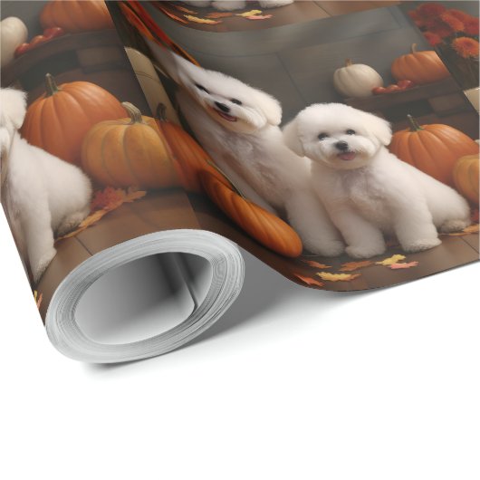 Bichon Frise Welppy Autumn Delight Pumpkin Geschenkpapier (Rolleneckpunkt)