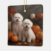 Bichon Frise Welppy Autumn Delight Pumpkin Keramikornament (Links)