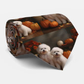 Bichon Frise Welppy Autumn Delight Pumpkin Krawatte (Gerollt)
