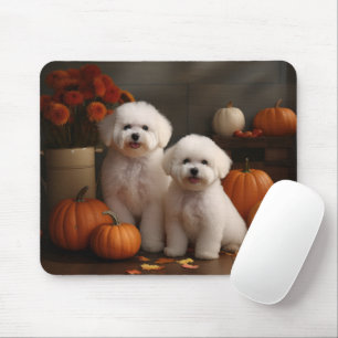 Bichon Frise Welppy Autumn Delight Pumpkin Mousepad