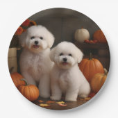 Bichon Frise Welppy Autumn Delight Pumpkin Pappteller (Vorderseite)