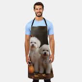 Bichon Frise Welppy Autumn Delight Pumpkin Schürze (Getragen)