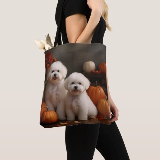 Bichon Frise Welppy Autumn Delight Pumpkin Tasche (Von Nahem)