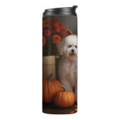 Bichon Frise Welppy Autumn Delight Pumpkin Thermosbecher (Nach links gedreht)