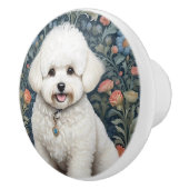 Bichon Frisé William Morris Inspired Floral Keramikknauf (Rechts)