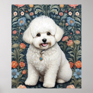 Bichon Frisé William Morris Inspirierte Floral Poster