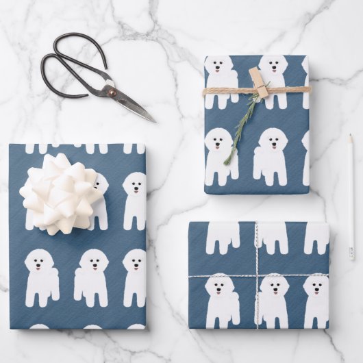 Bichon Frise Wrapping Paper Sheets Geschenkpapier Set (Vorderseite)