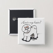 Bichon Frise zeigt mir mein Haar Button (Vorne & Hinten)