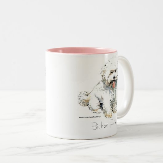Bichon Frise Zweifarbige Tasse (VorderseiteRechts)