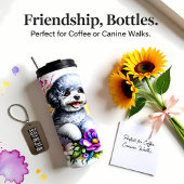 Bichon Frise's farbenfrohe Blumenfreude Thermosbecher