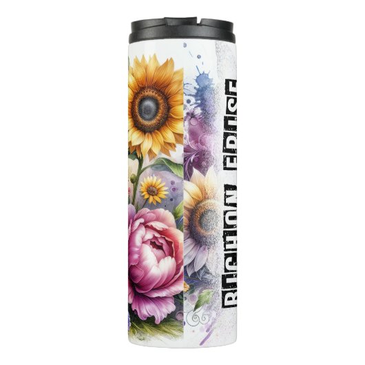 Bichon Frise's farbenfrohe Blumenfreude Thermosbecher (Rückseite)