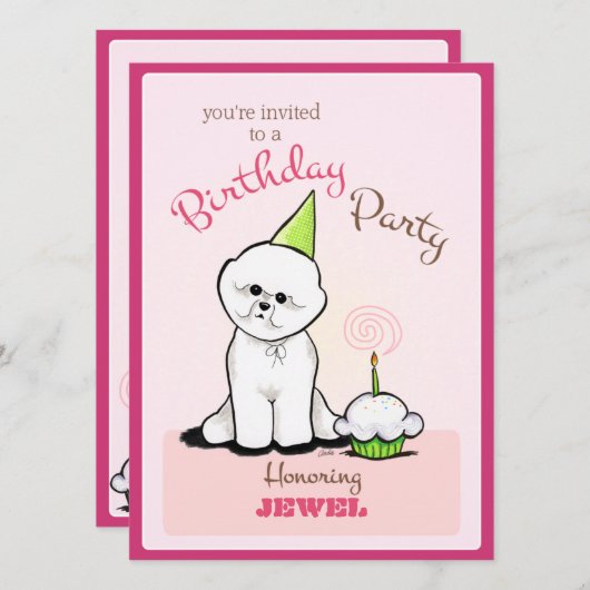 Bichon Girl Off Leash Art™ Einladung (Vorne/Hinten)