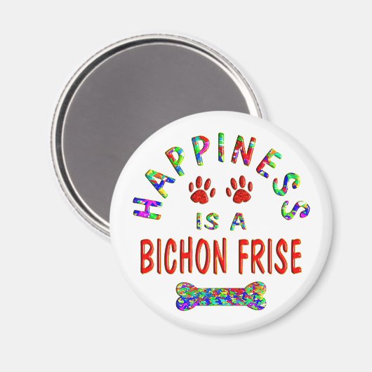 Bichon Happiness Magnet (Vorderseite/Rückseite)