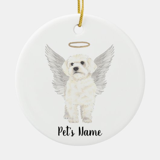 Bichon Havanese Maltese Dog Beileid Memorial Keramik Ornament (Vorne)
