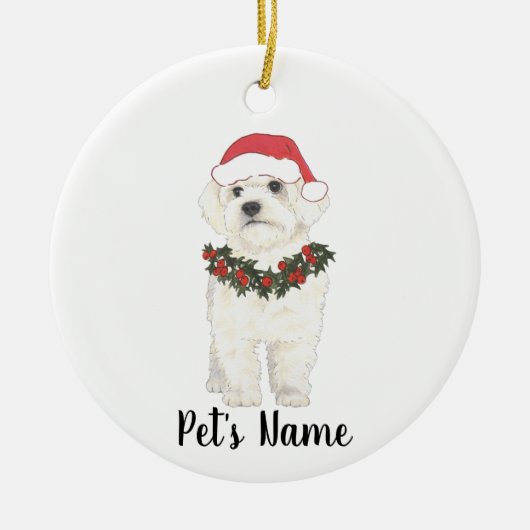 Bichon Havanese Maltesische Keramik Weihnachten Ornament (Vorne)