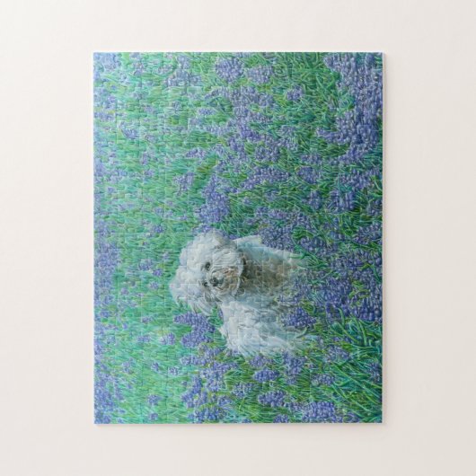 Bichon in Bluebonnets Puzzle (Vertikal)