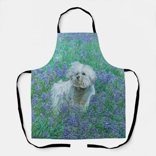 Bichon in Bluebonnets Schürze (Vorderseite)