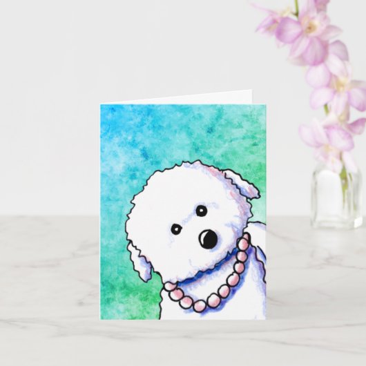 Bichon in Pearls Note Card Karte (Orchidee)
