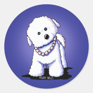 Bichon in Perlklebern Runder Aufkleber
