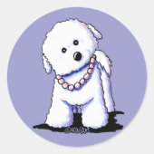 Bichon in Perlklebern Runder Aufkleber (Vorderseite)
