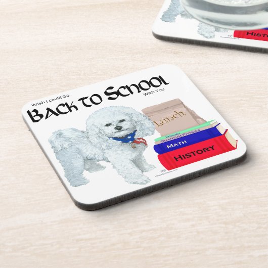 Bichon kehrt zur Schule zurück Getränkeuntersetzer (Linke Seite)