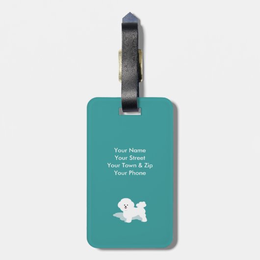 Bichon Liebe-Entwurfs-Reise-Geschenk Gepäckanhänger (Rückseite vertikal)