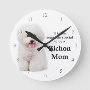 Bichon Mama-Uhr Runde Wanduhr