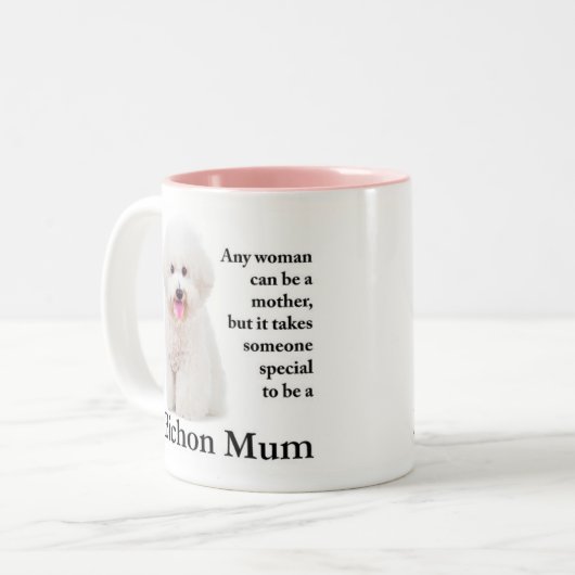 Bichon Mama Zweifarbige Tasse (Vorderseite Links)