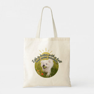 Bichon und Ball Dandelion-Tage Tragetasche