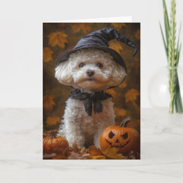 Bichon Witch Halloween Feiertagskarte