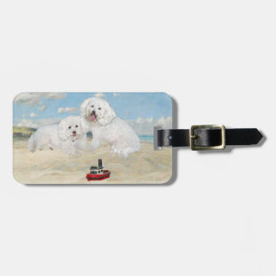 Bichons am Strand Gepäckanhänger