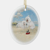 Bichons am Strand Keramikornament (Rechts)