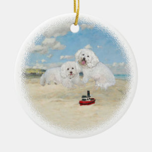 Bichons am Strand Keramikornament