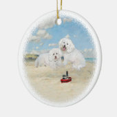 Bichons am Strand Keramikornament (Links)