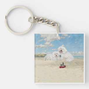 Bichons am Strand Schlüsselanhänger