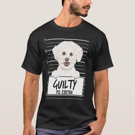 Bichons Frise Mugshot Guilty Dog T-Shirt (Vorderseite)