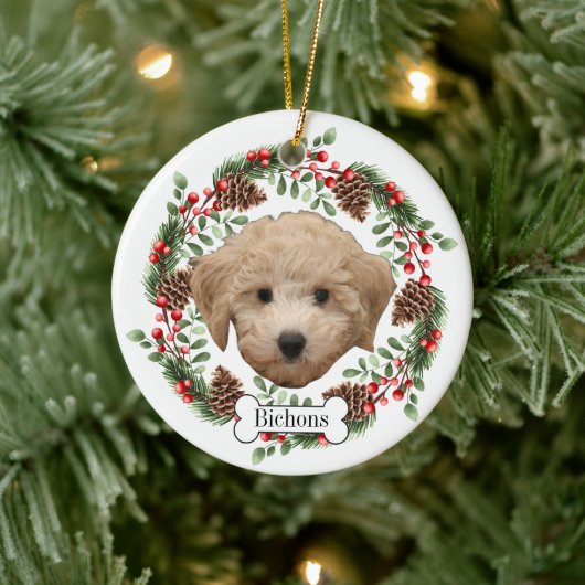Bichons-Hund Keramik Ornament (Baum)