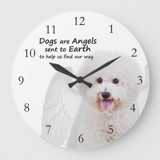 Bichons sind Engels-Uhr Große Wanduhr (Vorderseite)