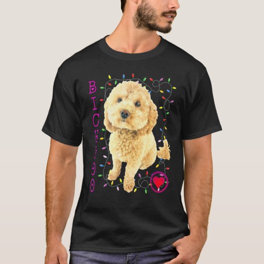 Bichpoo Welpe Dog Poodle Cross Noodle Super Niedli T-Shirt (Vorderseite)