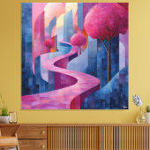 Bichromatische rosa und blaue Abstrakte Landschaft Leinwanddruck (Insitu (Wohnzimmer))