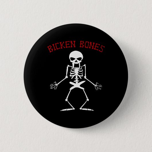 Bicken Bones Skelett Halloween Funny Bones Liebe W Button (Vorderseite)
