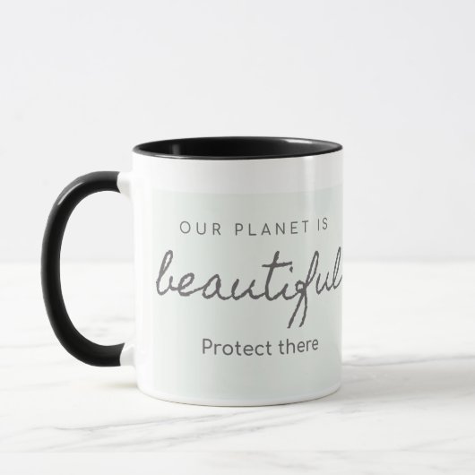 Bicolore Öko-Tasse – "Unser Planet ist schön Tasse (Links)