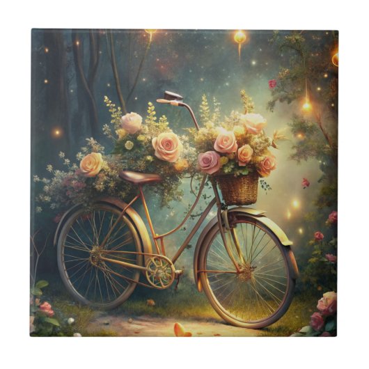 Bicycle and Flowers Fliese (Vorderseite)