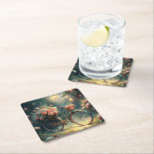 Bicycle and Flowers Rechteckiger Pappuntersetzer (Vor Ort)