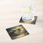 Bicycle and Flowers Rechteckiger Pappuntersetzer (Vor Ort)