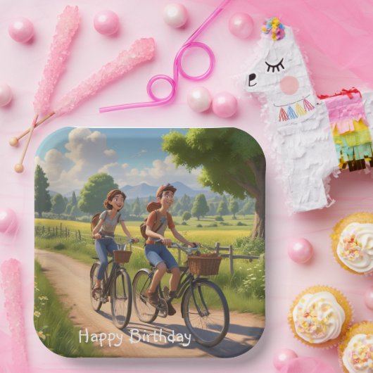 Bicycle Birthday Pappteller (Party)