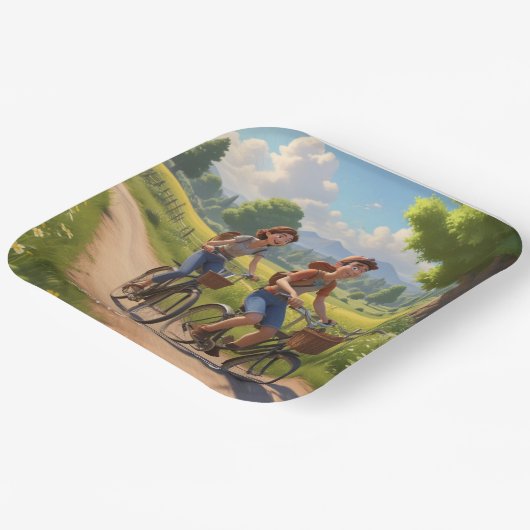 Bicycle Birthday Pappteller (Gewinkelt)