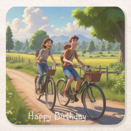 Bicycle Birthday Rechteckiger Pappuntersetzer