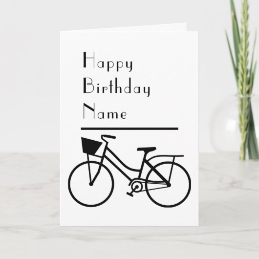 Bicycle Black and White Minimal Geburtstag Karte (Vorderseite)